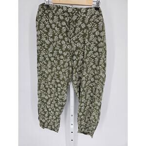 Old Navy Womens Elastic Waist Printed Straight Leg Green High Rise Pants Size XL